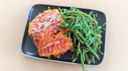 Hachis parmentier de bœuf, patate douce BIO, pomme de terre et haricots verts